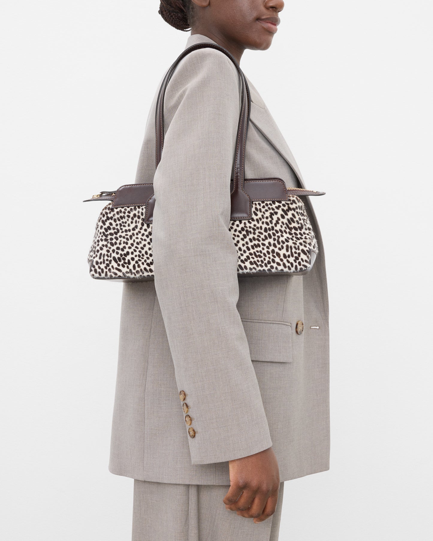 Greta Shoulder bag Leather Hair Chocolate Dot